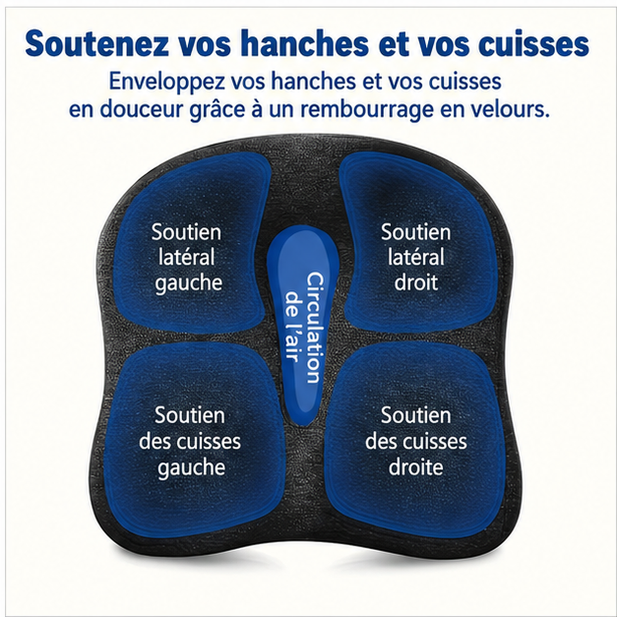 Coussin Siège Ergonomique Mousse à Mémoire de Forme – Anti-Douleur, Base Antidérapante