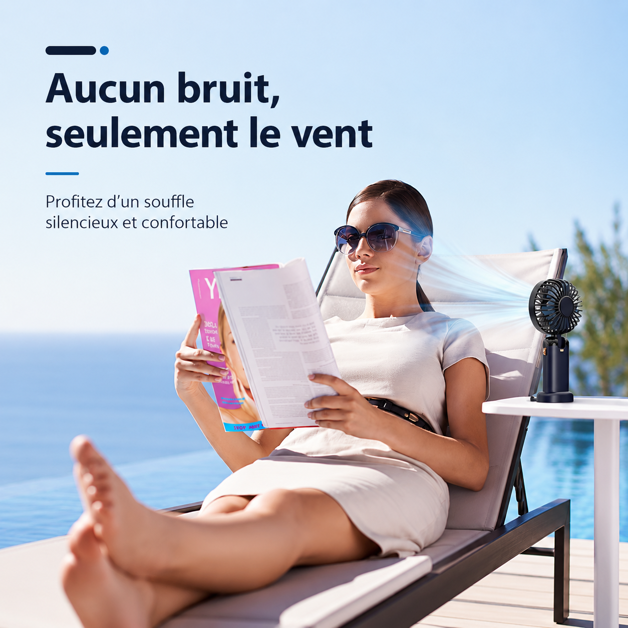 Ventilateur Portable Rechargeable 3000mAh – 5 Vitesses, Écran LED, 24h d'Autonomie