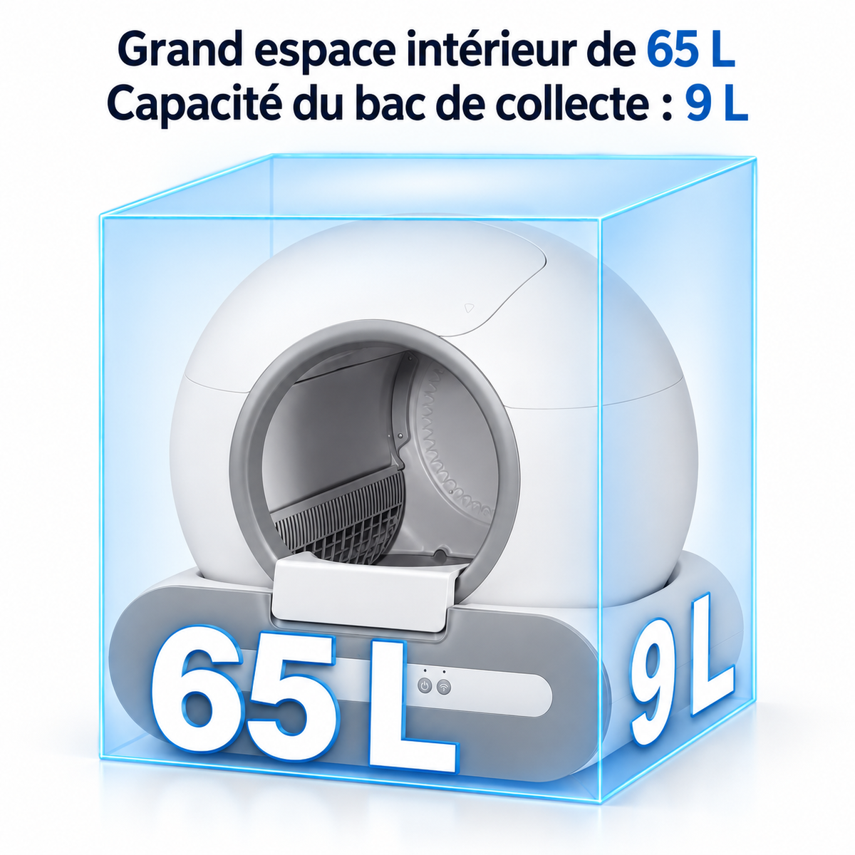 Litière Automatique Autonettoyante pour Chat 65 L – Wi-Fi & Application