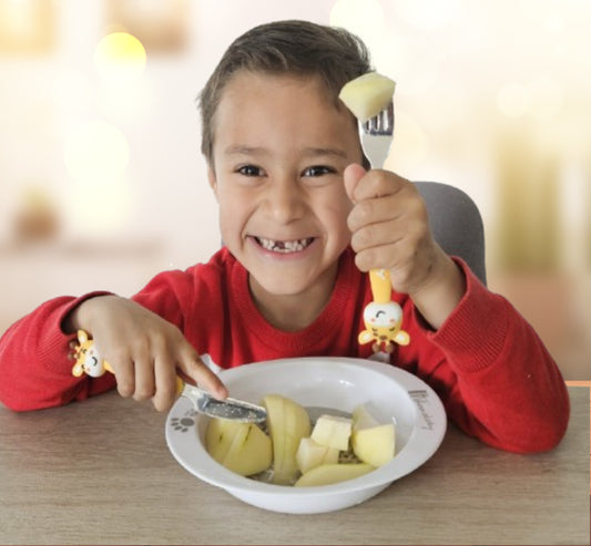 Couverts Bébé 6M+ Set 5 Pièces – Silicone Alimentaire & Acier Inoxydable Sans BPA