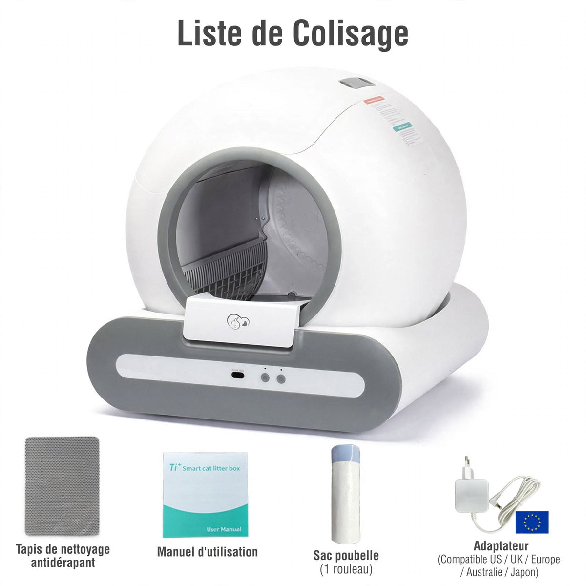 Litière Automatique Autonettoyante pour Chat 65 L – Wi-Fi & Application