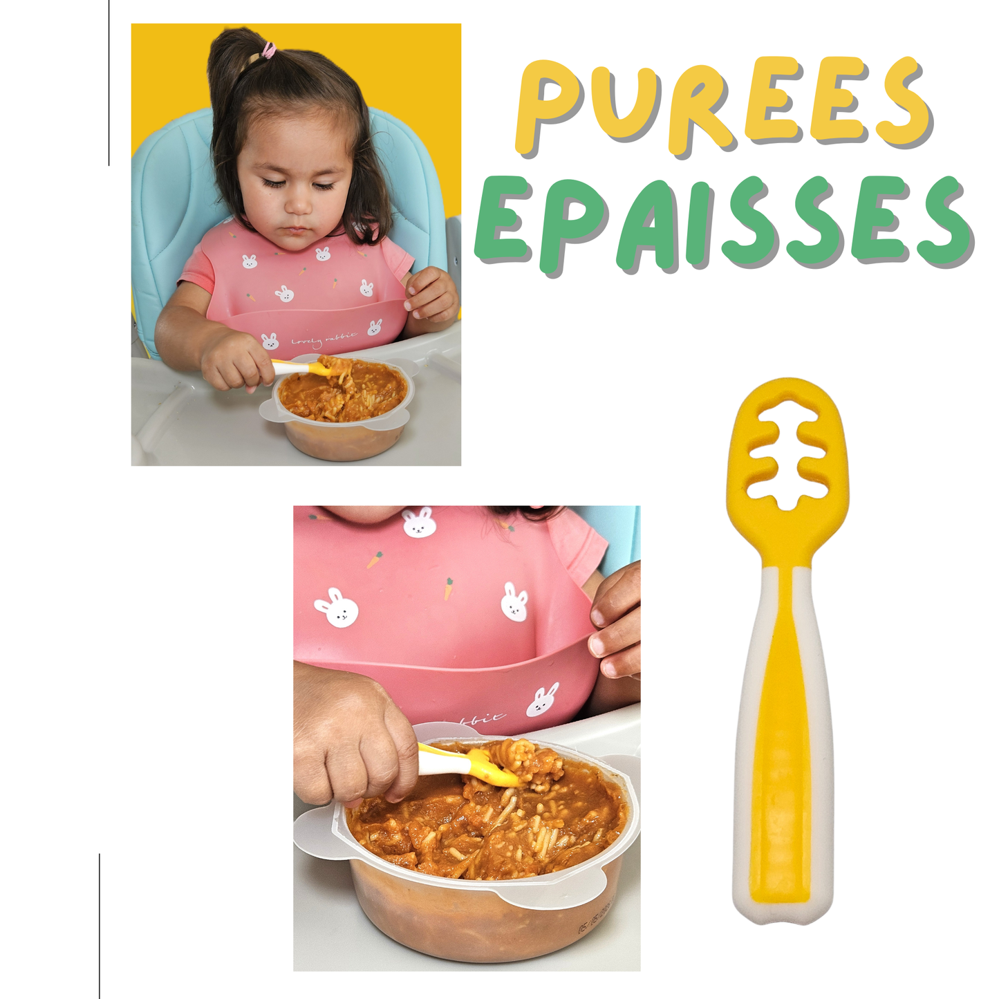 Couverts Bébé 6M+ Set 5 Pièces – Silicone Alimentaire & Acier Inoxydable Sans BPA