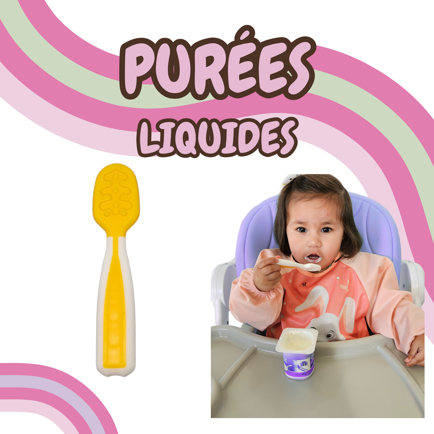 Couverts Bébé 6M+ Set 5 Pièces – Silicone Alimentaire & Acier Inoxydable Sans BPA