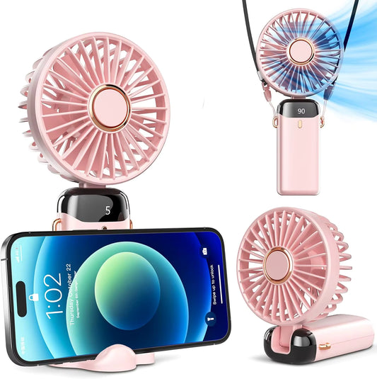 Ventilateur Portable Rechargeable 3000mAh – 5 Vitesses, Écran LED, 24h d'Autonomie