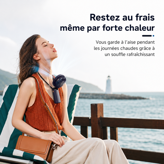 Ventilateur Portable Rechargeable 3000mAh – 5 Vitesses, Écran LED, 24h d'Autonomie