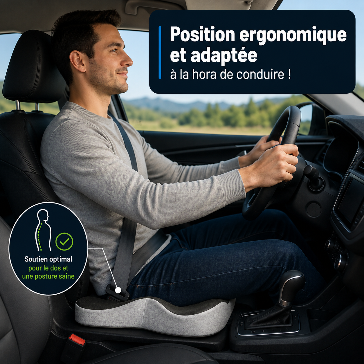 Coussin Siège Ergonomique Mousse à Mémoire de Forme – Anti-Douleur, Base Antidérapante